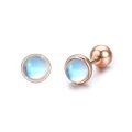 wholesale 925 Sterling Silver Rose Gold Plated Round Blue Moonstone Stud Earrings-0-0