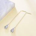 wholesale 925 Sterling Silver CZ Teardrop Chain Threader Drop Dangle Earrings for Women Girls-0-2