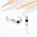 wholesale 925 Sterling Silver Square Black Onyx Double Twist Sleeper Hoop Earrings-0-1