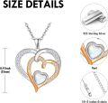 wholesale 925 Sterling Silver & White Opal with Rose Gold Accents Double Heart Pendant Necklace for Women-0-3