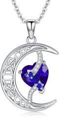 wholesale TOUPOP Sapphire September Birthstone Necklace 925 Sterling Silver Moon And Star Pendant Necklace Celtic Moon Sapphire Jewelry Anniversary Birthday Christmas Gifts For Women Wife Mom Her -0-0