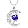 TOUPOP Sterling Silver Sapphire Moon Star Pendant Necklace-0-0