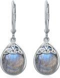 wholesale 925 Sterling Silver Moonstone Celtic Knot Teardrop Dangle Earrings-0-21