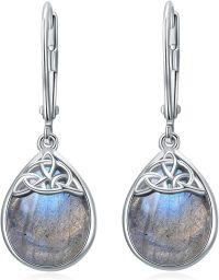 wholesale 925 Sterling Silver Moonstone Celtic Knot Teardrop Dangle Earrings-Labradorite