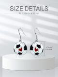 wholesale 925 Sterling Silver Heart Soccer Ball Drop Earrings for Women Sport Lover Gifts-0-1