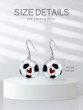 wholesale 925 Sterling Silver Soccer Ball Earrings With Red Heart Detailing-0-1