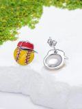 wholesale 925 Sterling Silver Basketball Stud Earrings with Number 24 Design-0-14