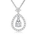 wholesale White Gold Plated Silver & Moissanite Geometric Pear Solitaire Necklace, 1.0ct Pear Cut with GRA Card, Hypoallergenic Jewelry Gift for Women-0-0
