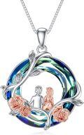 wholesale TOUPOP Gifts For Sister From Brother Sterling Silver Rose Flower Pendant Necklace Brother And Sister Blue Crystal Jewelry Jewelry Christmas Birthday Gifts For Sister From Brother -0-0