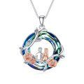 TOUPOP Sterling Silver Blue Crystal Rose Flower Pendant Necklace-0-0