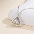 wholesale White Gold Plated Silver & Moissanite Geometric Trillion Solitaire Necklace, 1.0ct Center Stone, Adjustable Chain, Gift Box-0-1