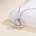 wholesale White Gold Plated Silver & Moissanite Geometric Trillion Solitaire Necklace, 1.0ct Center Stone, Adjustable Chain, Gift Box-0-1