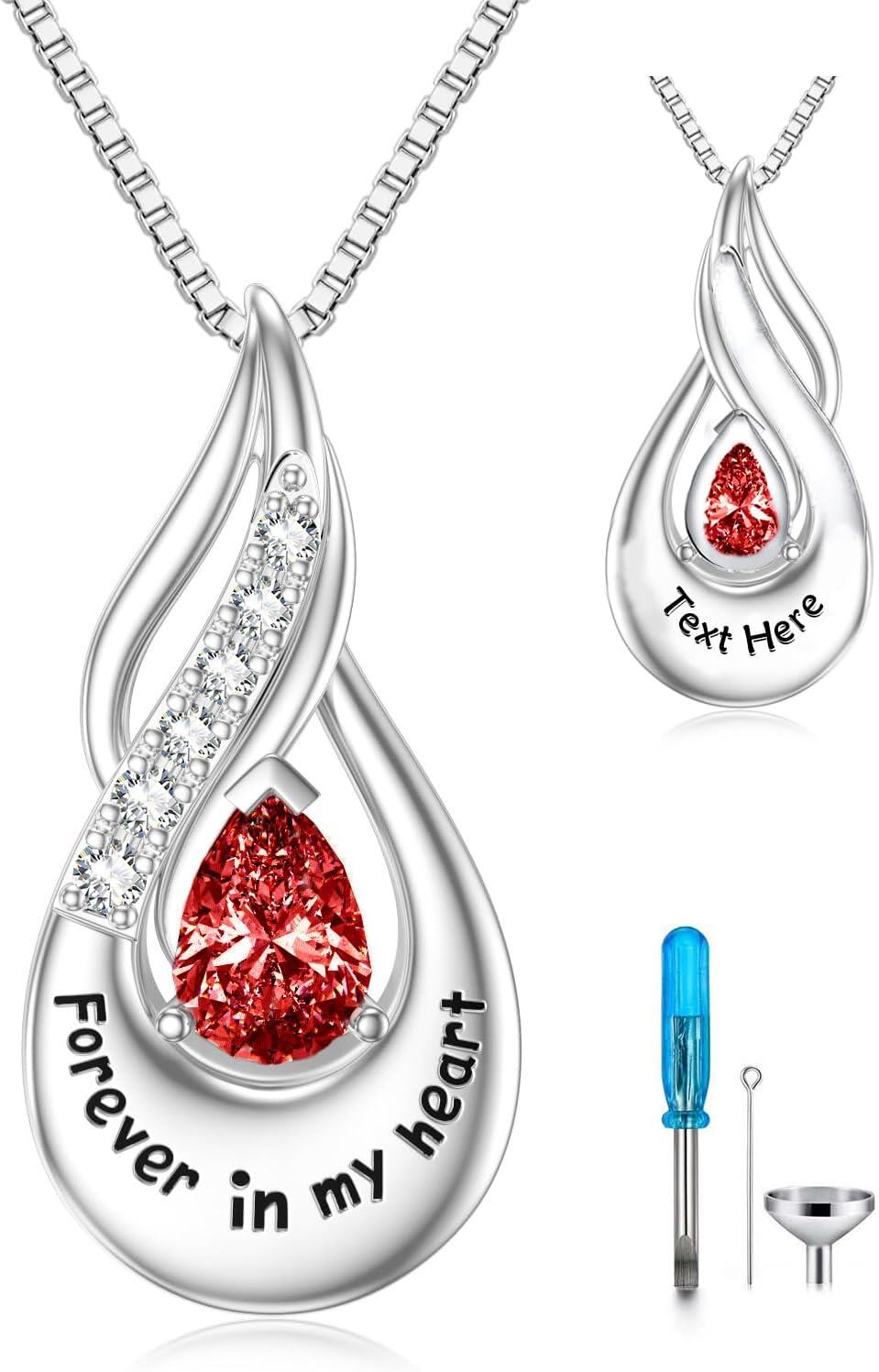 Sterling Silver Moonstone Opal Turquoise Larimar Black Onyx Cremation Jewelry for Ashes-A 01-Jan-Garnet Non-custom-A 01-Jan-Garnet-Custom-Non-custom-A 01-Jan-Garnet-A 01-Jan-Garnet Custom