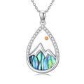 wholesale 925 Sterling Silver Mountain Abalone Shell Pendant Necklace with Cubic Zirconia and Yellow Gold Plated Accents - Christian Faith  for Women-0-0