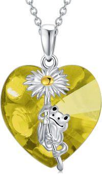 wholesale 925 Sterling Silver Birthstone Crystal Frog Necklace Pendant for Women-A11-November