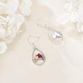 wholesale 925 Sterling Silver Teardrop Red Cardinal Bird Drop Earrings-0-3
