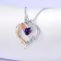 TOUPOP Sterling Silver Rose Heart Birthstone Necklace Butterfly Pendant-0-3