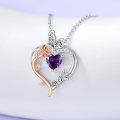 TOUPOP Sterling Silver Rose Heart Birthstone Necklace Butterfly Pendant-0-3
