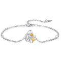 wholesale 925 Sterling Silver Adjustable Bracelet with Gold Heart Charm for Women Girls Animal Lover Gift-0-0