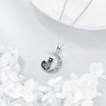 wholesale 925 Sterling Silver Cat Moon Pendant Necklace-0-3