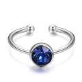 wholesale 925 Sterling Silver Open Ring With Blue Crystal-0-1