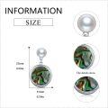 wholesale 925 Sterling Silver Round Green Shell Drop Dangle Earrings with White Freshwater Pearls and Gold Plated Hooks for Women Girls  3cm Long-0-3