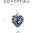 wholesale 925 Sterling Silver Heart Shaped Cremation Jewelry Pendant with Blue Crystal and Funnel Fill Kit-0-4
