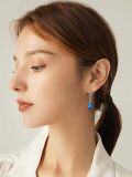 wholesale 925 Sterling Silver Blue Enamel Tear Drop Leverback Earrings for Women Gift Ideas-0-19