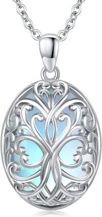 wholesale 925 Sterling Silver Blue Moonstone Tree of Life Pendant Necklace with Chain-Vine