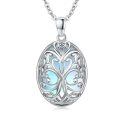 wholesale 925 Sterling Silver Blue Moonstone Tree of Life Pendant Necklace with Chain-0-0