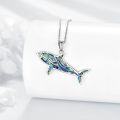 wholesale 925 Sterling Silver Abalone Shell Inlay Shark Necklace with Chain-0-2