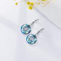 wholesale 925 Sterling Silver Round Blue Crystal Evil Eye Drop Earrings for Women-0-1