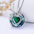 wholesale 925 Sterling Silver Blue Crystal Birthstone Flower Pendant Necklace for Women-0-3