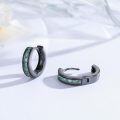 wholesale Titanium Black Plated Turquoise Inlay 15mm Huggie Hoop Earrings for Men & Women - Punk Gothic Style  Ideas-0-1