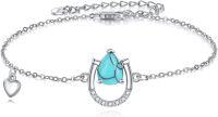 wholesale 925 Sterling Silver Turquoise Horse Shoe Heart Charm Bracelet for Women-Horseshoe