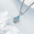 wholesale 925 Sterling Silver Triquetra Celtic Knot with Turquoise and Emerald Heart Claddagh Pendant Necklace-0-2