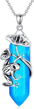 wholesale  Sterling Silver Quartz Frog Pendant Necklace Gift for Women Mom -0-7