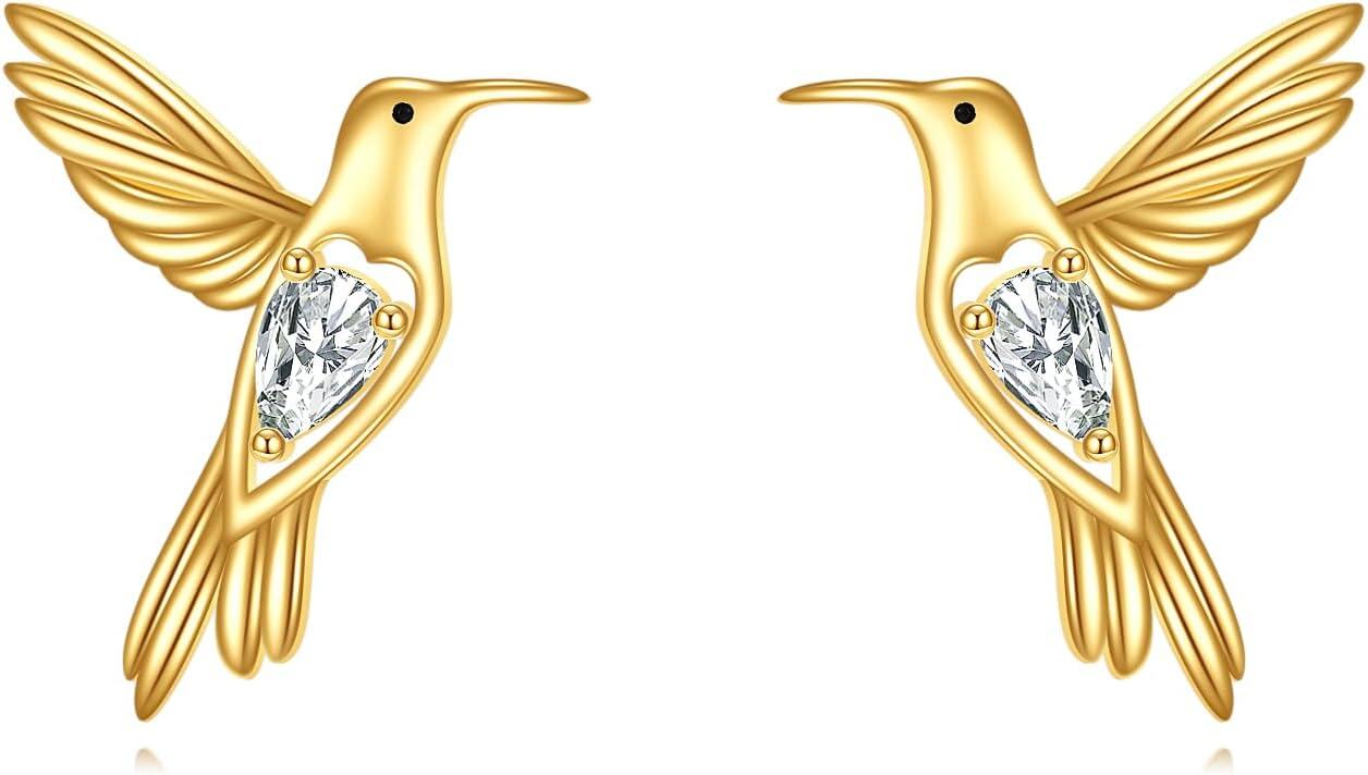  14K Yellow Gold Animal Stud Earrings with Cute Insect Design for Women -0-1