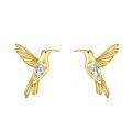 wholesale 14K Gold Hummingbird Stud Earrings with Diamond Accents and Insect Details for Women-0-0