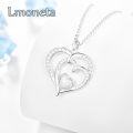 wholesale 925 Sterling Silver & White Opal with Cubic Zirconia Double Heart Pendant Necklaces for Women-0-1