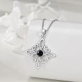 wholesale 14K Gold Black Onyx Obsidian Witch's Knot Pendant Necklace-0-2