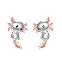 wholesale 925 Sterling Silver Axolotl Stud Earrings - Unique Gift for Her-Axolotl Stud Earrings