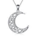 wholesale 925 Sterling Silver Celtic Crescent Moon Pendant Necklace Wholesale Elegant Silver Jewelry For Women Girls-0-0