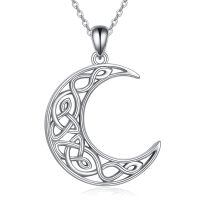 wholesale 925 Sterling Silver Celtic Crescent Moon Pendant Necklace Wholesale Elegant Silver Jewelry For Women Girls-Celtic Moon Necklace