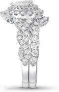 wholesale 925 Sterling Silver 2ct Pear & Round Moissanite Bridal Set Engagement & Wedding Rings-0-1