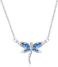 wholesale 925 Sterling Silver Crystal Dragonfly Necklace Birthstone Jewelry Gift-12 December Birthstone