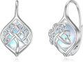 wholesale 925 Sterling Silver Opalite Celtic Knot Leverback Drop Earrings - Irish Good Luck Jewelry for Women-0-0