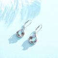 wholesale 925 Sterling Silver Blue Moonstone Daisy Drop Leverback Earrings-0-1