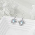 wholesale 925 Sterling Silver Moonstone Lotus Flower Dangle Earrings for Women, Gift Box-0-1
