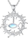 wholesale 925 Sterling Silver Crown of Thorns Pendant Necklace with Blue Stone Religious Jewelry for Men and Women-0-0